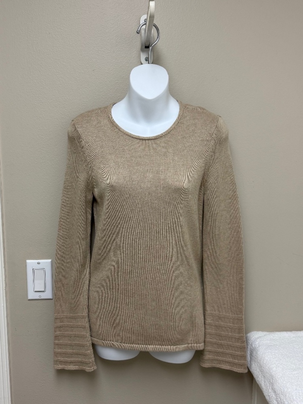 NEW! J.McLaughlin Alaya Sweater Long Sleeve Heathered Oatmeal Tan Solid XS $168